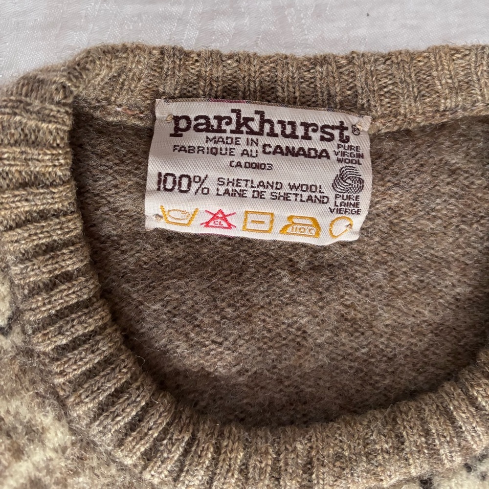 Women’s Parhurst Vintage Fair Isle 100% Shetland Wool Crew Neck Sweater Medium - Picture 11 of 11